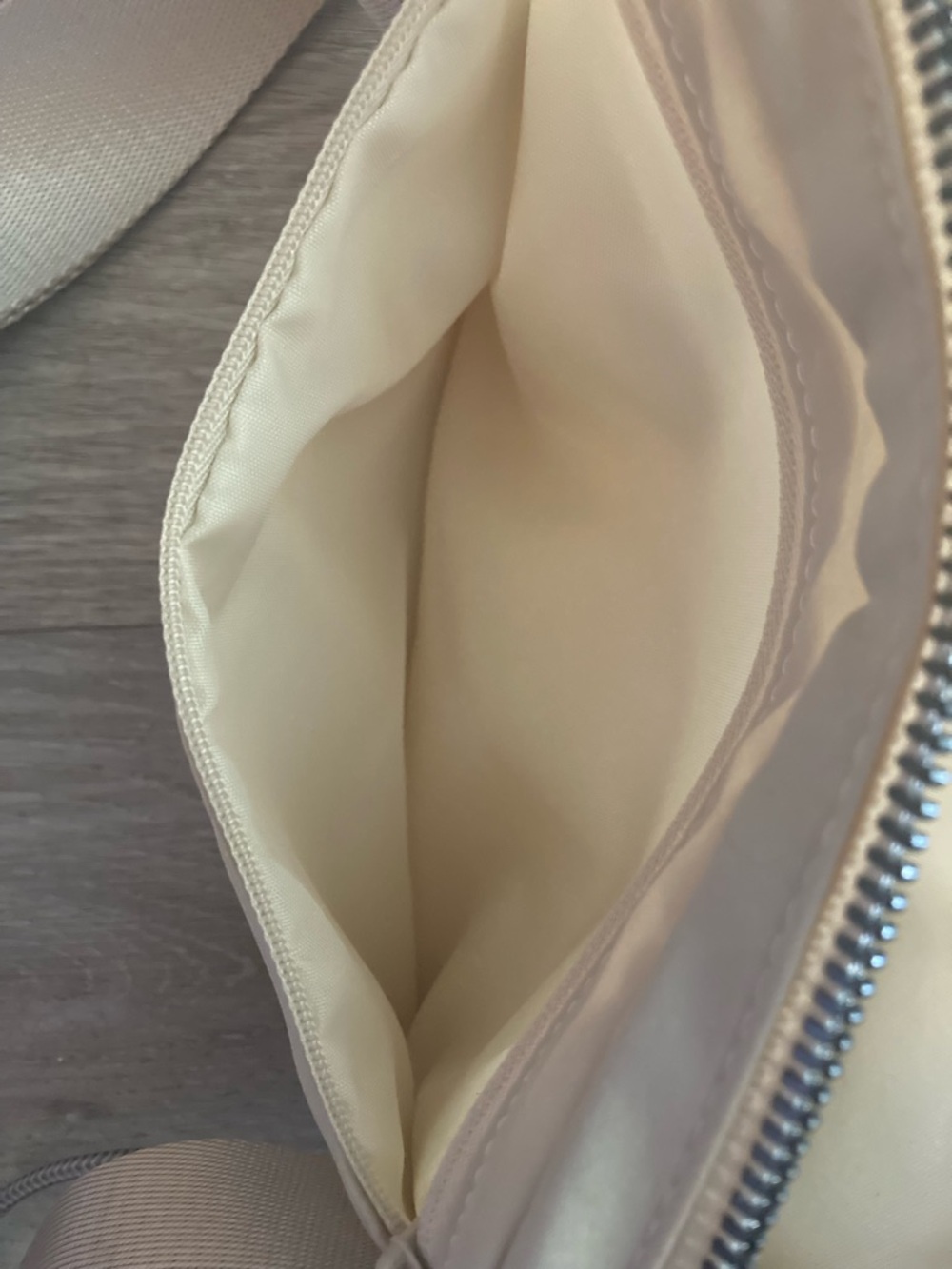 Beige Canvas Crossbody Fanny Pack Bag with Pink Accent - Picture 5 of 5